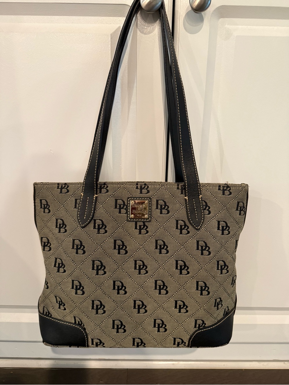 Dooney & Bourke Grey and Black Logo Shoulder Bag